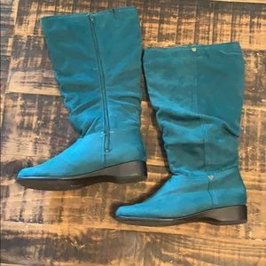 Hunter green tall suede boots